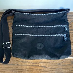Kipling Black Zipper Nylon Crossbody Bag Shoulder